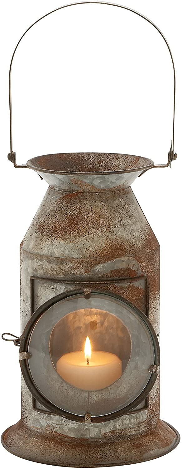 Deco 79 20346 Metal Glass Candle Lantern, 8
