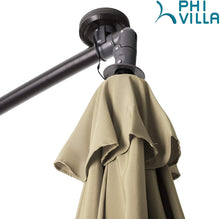 Load image into Gallery viewer, PHI VILLA 10 FT Offset Solar LED Patio Umbrella with Cantilever, Crank, 8 Steel Ribs
