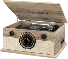 Load image into Gallery viewer, Victrola Brookline Style 6-in-1 Bluetooth Record Player &amp; Multimedia Center with Built-in Speakers - 3-Speed Turntable, CD &amp; Cassette Player, FM Radio, Wireless Music Streaming, Farmhouse Oatmeal