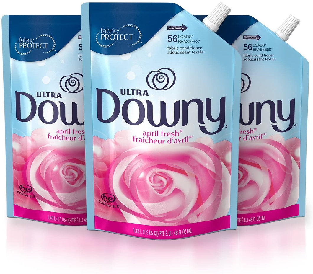 Downy Ultra Liquid Laundry Fabric Softener, April Fresh Scent, 168 Total Loads (Pack of 3)