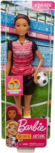 Load image into Gallery viewer, Barbie Athlete Doll, Brunette, Wearing Uniform and Socks with Soccer Ball