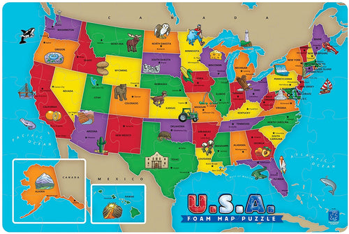 Educational Insights U.S.A. Foam Map Puzzle,Multicolor