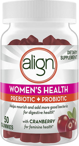 Align Women's Prebiotics + Probiotics Supplement Gummies, 50 Count, Digestive Health with Cranberry for Feminine Health
