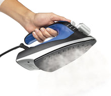 Load image into Gallery viewer, Hamilton Beach Iron 2-in-1 Handheld Iron &amp; Garment Steamer for Clothes with Continuous Steam Nozzle, Nonstick Soleplate, 1200 Watts, Blue/Black (14525)