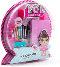 Load image into Gallery viewer, L.O.L. Surprise! Fashion Plates by Horizon Group USA,DIY Fashion Design Activity Kit, Make Over 100 Designs, 14 Fashion Plates, 20 Sheets of Paper, 1 Scratch Art Sheet, 7 Crayons Included