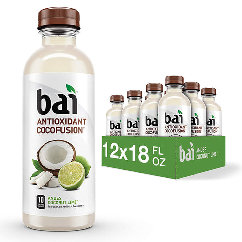 Bai Coconut Flavored Water, Andes Coconut Lime, Antioxidant Infused Drinks, 18 Fluid Ounce Bottles