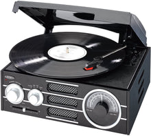 Load image into Gallery viewer, Jensen 3-Speed Stereo Turntable with MP3 Encoding System and AM/FM Stereo Radio