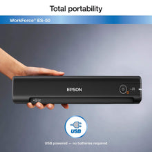 Load image into Gallery viewer, Epson Workforce ES-50 Portable Sheet-fed Document Scanner for PC and Mac