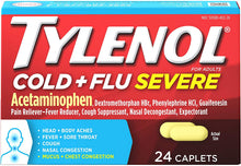 Load image into Gallery viewer, Tylenol Cold + Flu Severe Medicine Caplets for Cold, Flu, Fever, Cough &amp; Congestion Relief, 24 ct