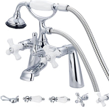 Load image into Gallery viewer, Water Creation Vintage Classic 7-Inch Spread Deck Mount Tub Faucet with Handheld Shower