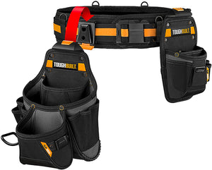 ToughBuilt - Tool Belt Set - Includes Pouches, Padded Belt, Heavy Duty, Deluxe Organizer Premium Quality, Durable Pockets, Pry Bar/Hammer Loop, Patented ClipTech Hubs