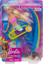 Load image into Gallery viewer, Barbie Dreamtopia Sparkle Lights Mermaid Doll with Swimming Motion and Underwater Light Shows, Approx 12-Inch with Pink-Streaked Blonde Hair, Gift for 3 to 7 Year Olds