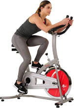 Load image into Gallery viewer, Sunny Health &amp; Fitness Indoor Exercise Stationary Bike with Digital Monitor, 22 LB Chromed Flywheel