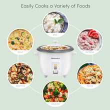 Load image into Gallery viewer, Maxi-Matic Electric Non-Stick Rice Cooker &amp; Steamer w/Automatic Keep Warm Makes Soups, Stews, Grains, Cereals, 6 Cooked (3 Cups Uncooked), White