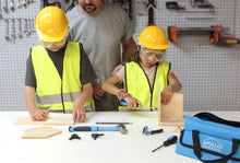 Load image into Gallery viewer, Apollo Tools DT4936 14 Piece Children&#39;s First Tool Kit with Real Hand Tools and Safety Goggles, Play-Work Hat and Reflecting Vest - All in a Convenient Storage Bag