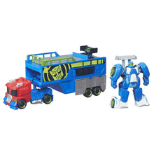 Load image into Gallery viewer, Playskool Heroes Transformers Rescue Bots Optimus Prime Racing Trailer