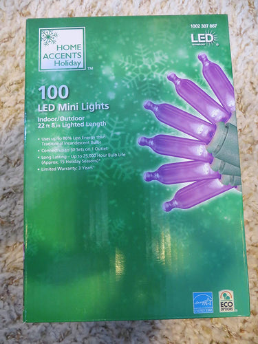 Home Accents Holiday 100 LED Purple Mini Lights