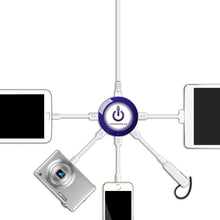 Load image into Gallery viewer, ChargeHub X5 - 5-Port USB Charger Desktop Charging Station 2.4A Per Port/25W - SmartSpeed Technology for iPhone X/8/7/6 Plus, iPad, Galaxy S9/S8/S7, Nexus, LG &amp; Other Devices - Round (Purple)