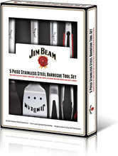 Load image into Gallery viewer, Jim Beam JB0156 Soft Grip Handle Grilling Tools Set (5-Piece), Silver