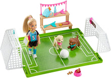 Load image into Gallery viewer, Barbie Dreamhouse Adventures Chelsea Doll, 6-Inch Blonde in Soccer Uniform, with Soccer Playset and Accessories, Gift for 3 to 7 Year Olds