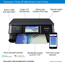 Load image into Gallery viewer, Epson Expression Photo XP-8600 Wireless Color Photo Printer with Scanner and Copier Black