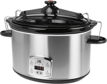 Load image into Gallery viewer, Kalorik 8 Quart Slow Cooker, Digital Programmable Oval Cook and Carry, Stainless Steel
