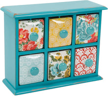 Load image into Gallery viewer, The Pioneer Woman (Gibson)"Vintage Floral" Spice and Tea Box with Ceramic Drawers
