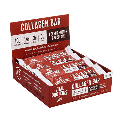 Collagen Protein Bars with MCTs - Vital Proteins Collagen Bars 12 pack - 16-17g of protein, 6-8g of fiber, 4g of sugar or less