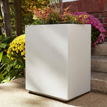 Load image into Gallery viewer, PolyStone Cozumel Tall Modern Outdoor/Indoor Column Planter, Lightweight, Heavy Duty, Weather Resistant, Polymer Finish, Commercial Grade and Residential, 23" L x 18" W x 30" H