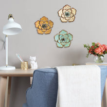 Load image into Gallery viewer, Stratton Home Decor Set of 3 Rustic Flower Wall Decor W X 1.00 D X 8.25 H, Multi