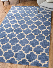 Load image into Gallery viewer, Unique Loom Trellis Collection Moroccan Lattice Light Blue Area Rug (5' x 8')