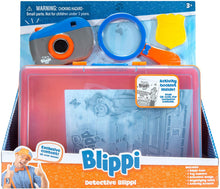 Load image into Gallery viewer, Blippi Detective Roleplay Set - Carry Case, Camera, Personalized Yellow Badge, Magnifying Glass, Activity Sheets for Ultimate Toddler and Young Child Mystery Adventure - Exclusive Content Included