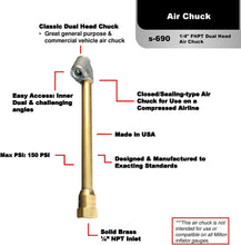Load image into Gallery viewer, Milton 1/4" FNPT Dual Head Air Chuck