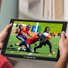 Load image into Gallery viewer, Trexonic Ultra Lightweight Rechargeable 12" LED TV With HDMI, SD, MMC, USB, VGA, Headphone Jack, AV Inputs and Output And Built-in Digital Tuner