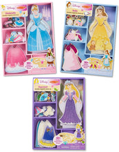 Load image into Gallery viewer, Melissa &amp; Doug Disney Cinderella, Belle &amp; Rapunzel Magnetic Dress Up Bundle