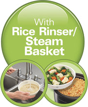 Load image into Gallery viewer, Hamilton Beach Rice Cooker &amp; Food Steamer, 16 Cups Cooked (8 Uncooked), With Steam &amp; Rinse Basket, Black (37517)