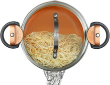 Load image into Gallery viewer, Gotham Steel Ocean Blue 5 Quart Multipurpose Pasta Pot with Strainer Lid &amp; Twist &amp; Lock Handles, Nonstick Ceramic Surface for Effortless Cleanup with Glass Lid, Dishwasher Safe, PFOA Free