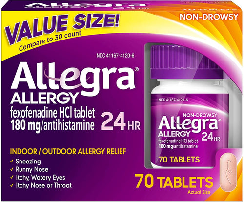 Allegra Allergy 24 Hour Tablets, 180 mg, 70 Count - (Pack of 2)