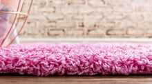 Load image into Gallery viewer, Unique Loom Solo Solid Shag Collection Modern Plush Taffy Pink Runner Rug (3' x 10')