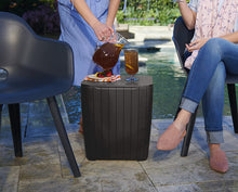 Load image into Gallery viewer, Keter Luzon Patio Side Coffee Table Outdoor Furniture Durable Resin Plastic Matte Wood Look, Brown