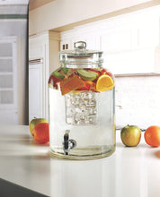 Load image into Gallery viewer, Circleware Brington Glass Beverage Drink Dispenser with Ice Insert and Fruit Infuser, 2.64 gallon, Clear