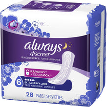 Load image into Gallery viewer, Always Discreet for Bladder Leaks, Ultimate Overnight, Long Length, 28 Pads
