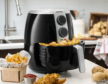 Load image into Gallery viewer, Gourmia GAF375 4.5 Qt Air Fryer | Oil-Free Healthy Cooking | Adjustable Time and Temperature Dials | Removable Dishwasher-Safe Crisper Tray | Free Recipe Book Included