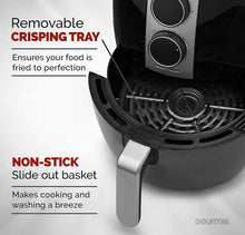 Load image into Gallery viewer, Gourmia GAF375 4.5 Qt Air Fryer | Oil-Free Healthy Cooking | Adjustable Time and Temperature Dials | Removable Dishwasher-Safe Crisper Tray | Free Recipe Book Included