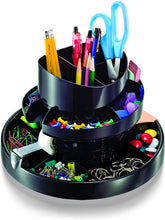Load image into Gallery viewer, Officemate Deluxe Rotary Organizer, 16 Compartments, Recycled, Black (26255)