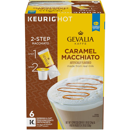 Gevalia Caramel Macchiato Espresso K-Cup Coffee Pods and Froth Packets (6 Pods and Froth Packets)