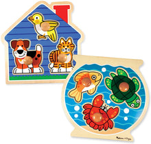 Load image into Gallery viewer, Melissa &amp; Doug Animals Jumbo Knob Wooden Puzzles Set - Fish and Pets