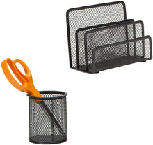 Load image into Gallery viewer, Mind Reader 4 Piece Desk Organizer Set, Pencil Holder, Letter Tray, Supply Organizer with Trash Can