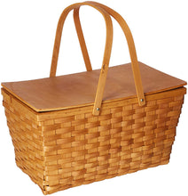 Load image into Gallery viewer, Vintiquewise QI003416 Large Woodchip Picnic Basket with White Lining and Wooden