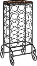 Load image into Gallery viewer, SEI Furniture 15 Wine Bottle Storage Table - Glass Top w/Black Finish - Elegant Wrought Iron Scrollwork